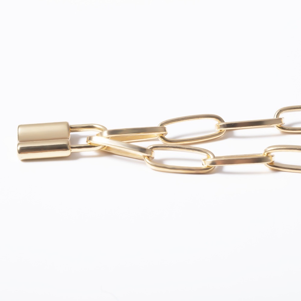Gold Locker Charm Link Necklace - Picture 5 of 7